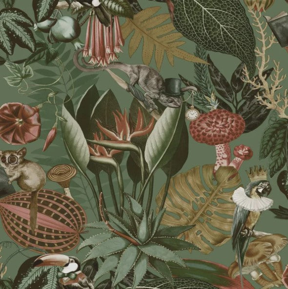 Wonderland Jungle Wallpaper Sage Sample
