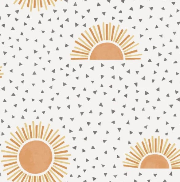 Sunshine Sunbeam Wallpaper - White/Orange Sample