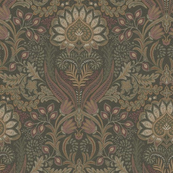 Tahini Glass Bead Paisley Wallpaper - Burnt Orange Sample