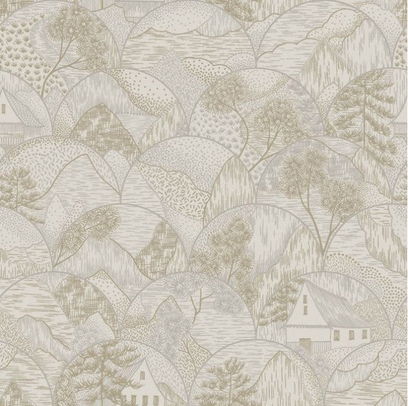 Teshio Oriental Scalloped Wallpaper Dove Sample