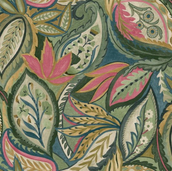 Paisley Leaves Wallpaper Pink Sample