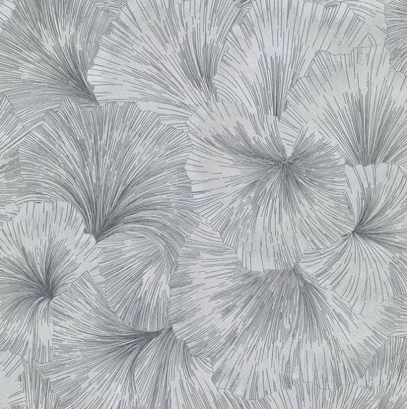 Textured Gingo Leaf Wallpaper Grey Sample