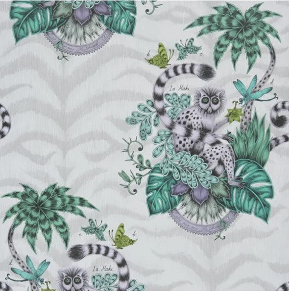 Clarke & Clarke Lemur Wallpaper- Jungle Sample