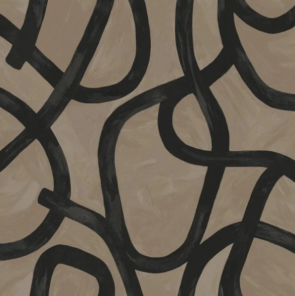 Linear Swirl Wallpaper Taupe Sample
