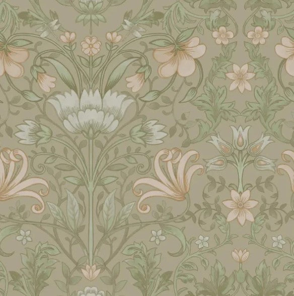 Vintage Floral Wallpaper Beige Sample