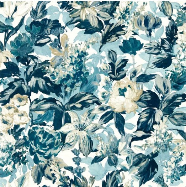 Clarke & Clarke Lilum Wallpaper- Denim/ Ivory Sample