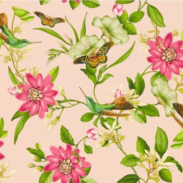 Clarke & Clarke Pink Lotus Wallpaper - Blush Sample