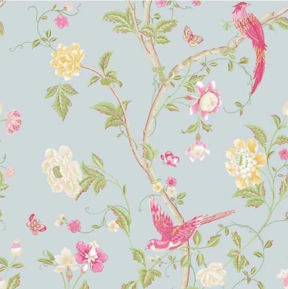 Laura Ashley Summer Palace Duck Egg Wallpaper Sample