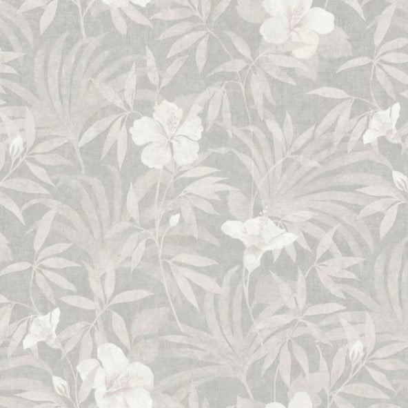 Cuba Floral Trail Wallpaper Warm Grey Sample