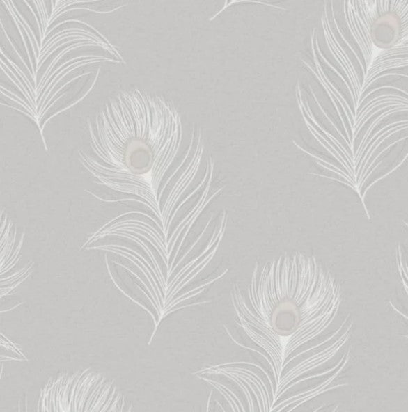 Pavona Peacock Feather Wallpaper Grey Sample