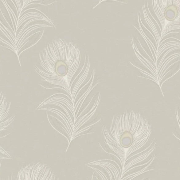 Pavona Peacock Feather Wallpaper Taupe Sample