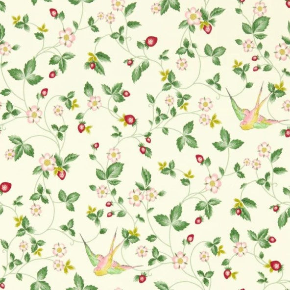 Clarke & Clarke Wild Strawberry Wallpaper - Ivory Sample