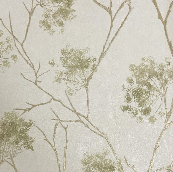 Vymura Sofia Sprig Wallpaper - Green Sample