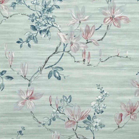 Oriental Jardin Floral Sage Wallpaper Sample