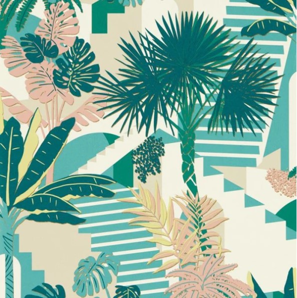 Clarke & Clarke Malindi Wallpaper - Mineral/Blush Sample