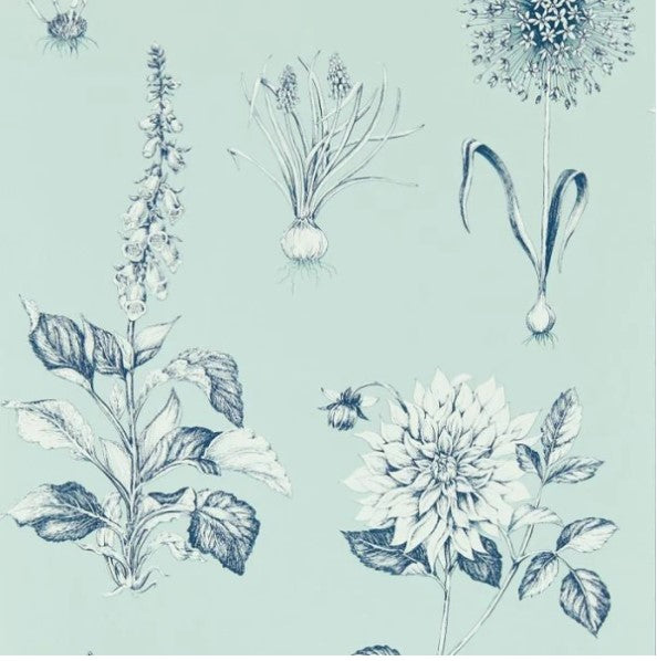 Clarke & Clarke Roseraie Wallpaper - Seaglass Sample