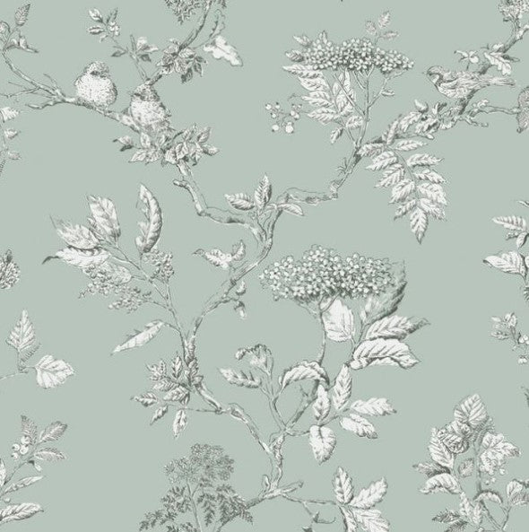 Laura Ashley Elderwood Wallpaper- Duck Egg Sample