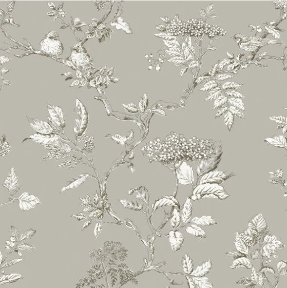 Laura Ashley Elderwood Wallpaper- Steel Sample