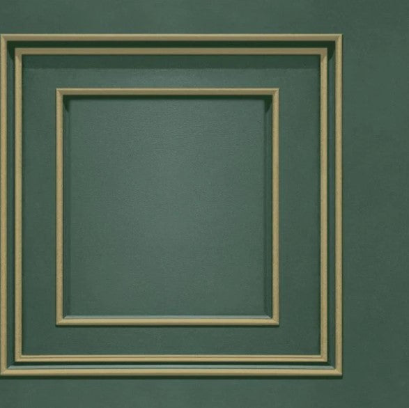 Forbidden Fruit Square Panelled Wallpaper Green/Gold Sample