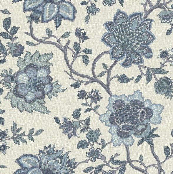 Regan Jacobean Wallpaper - Blue Sample