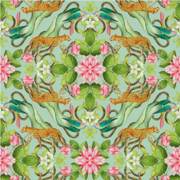 Clarke & Clarke Menagerie Wallpaper - Aqua Sample
