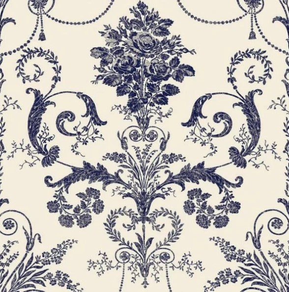 Laura Ashley Josette Off White/Midnight Wallpaper Sample