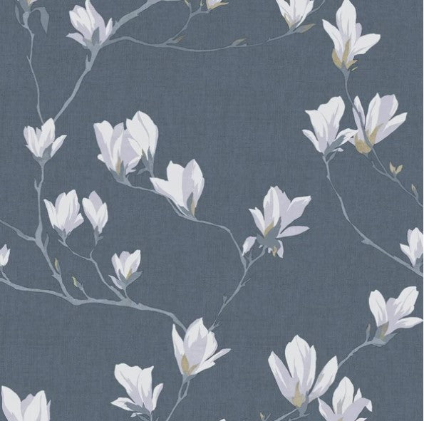 Laura Ashley Magnolia Grove Dusky Seaspray Wallpaper Sample