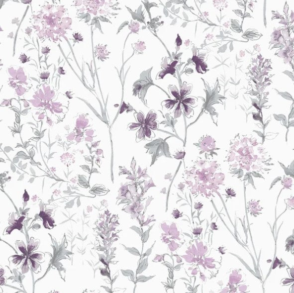 Laura Ashley Wild Meadow Pale Iris Wallpaper Sample