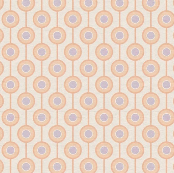 Retro Chic Lollipop Wallpaper - Beige & Coral Sample