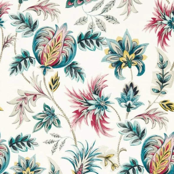 Clarke & Clarke Sizergh Wallpaper - Teal/Berry Sample