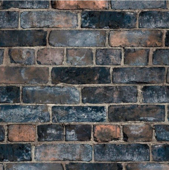 Durham Brick Industrial Wallpaper Blue Sample