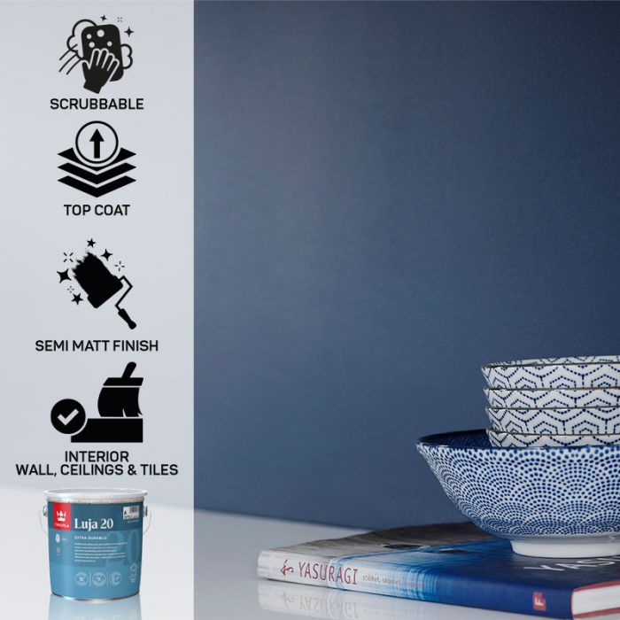 Tikkurila Luja 20 Scrubbable Semi-Matt for Bathrooms & Wall Tiles - Colour Match