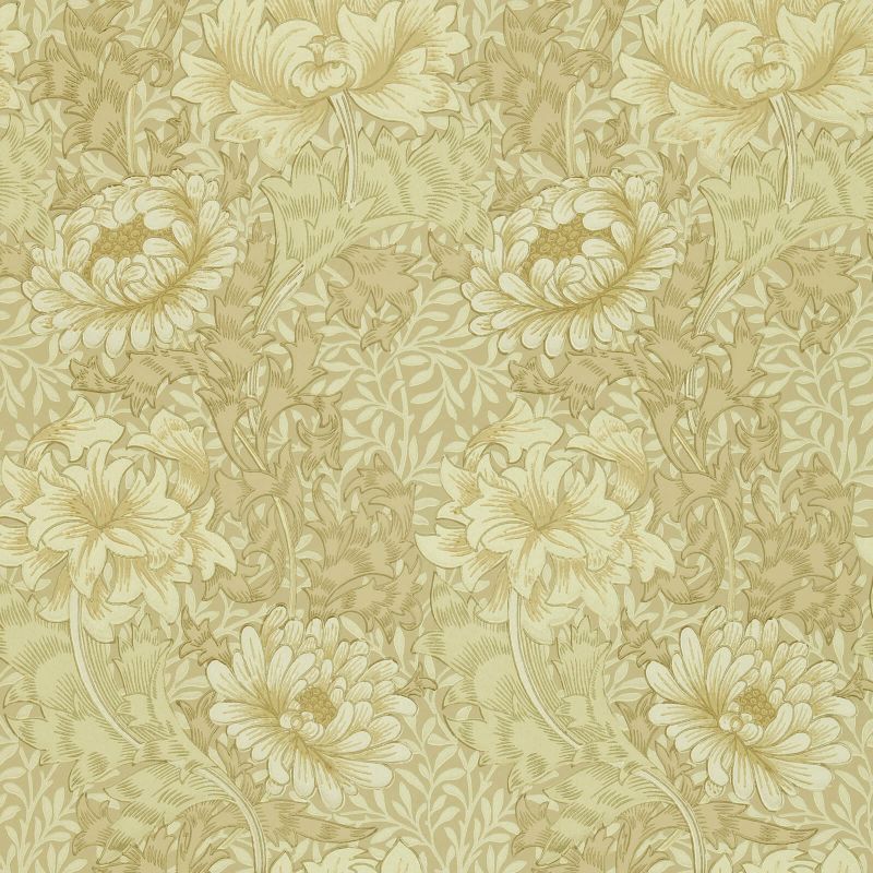 Morris & Co Chrysanthemum Wallpaper - Ivory/Canvas Sample