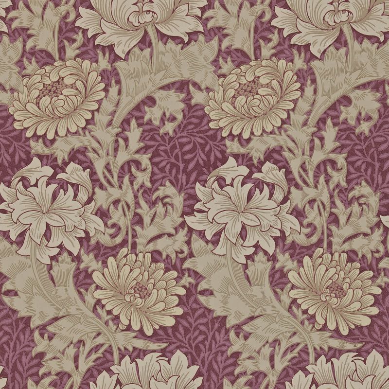 Morris & Co Chrysanthemum Wallpaper - Wine Sample