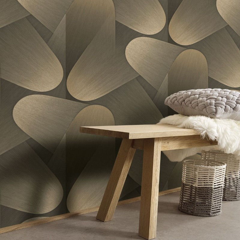Allure Vinyl Geometric Wallpaper Dark Gold
