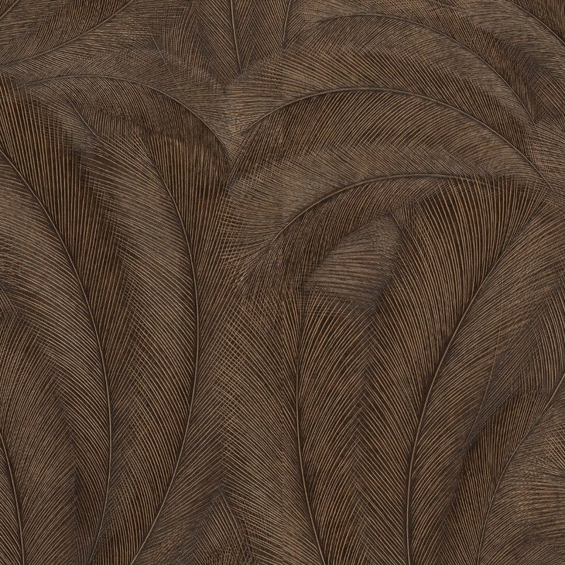 Ploom Vinyl Metallic Leaf Wallpaper Brown Sample