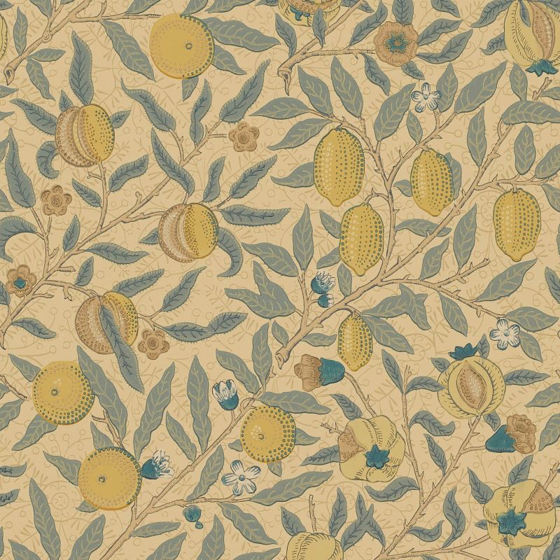 Morris & Co Fruit Wallpaper - Blue Gold & Brown Sample