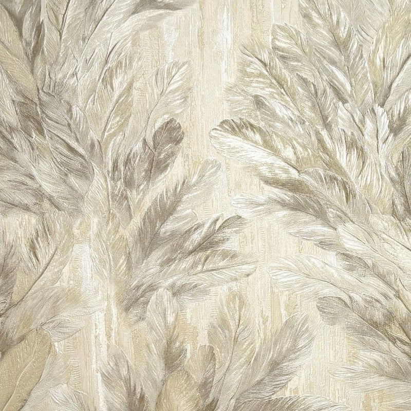 Vymura Gianni Trailing Feather Wallpaper Sample - Natural Beige