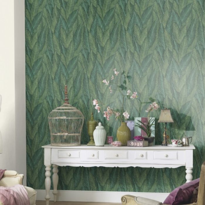 Textured Tropical Leaf Wallpaper