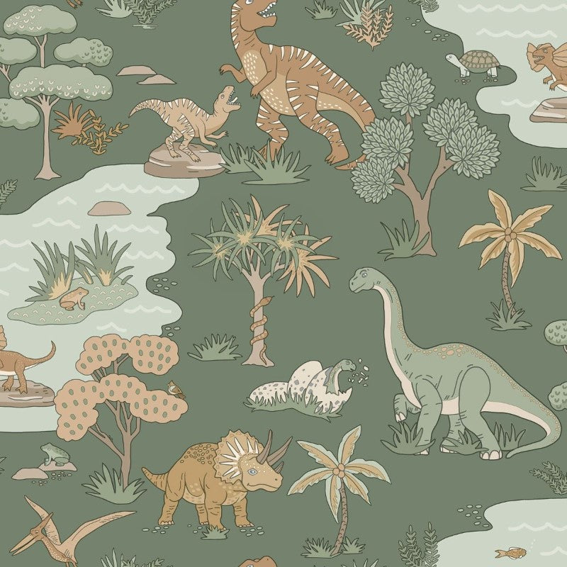 Dino Zoo Wallpaper - Green Sample