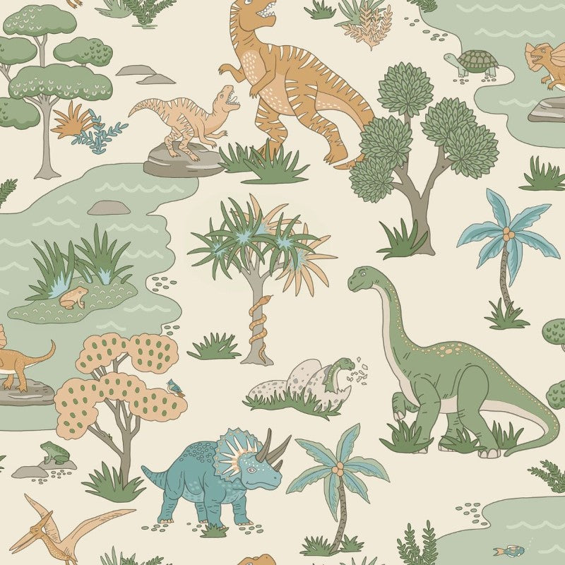 Dino Zoo Wallpaper - Cream/Multi Sample