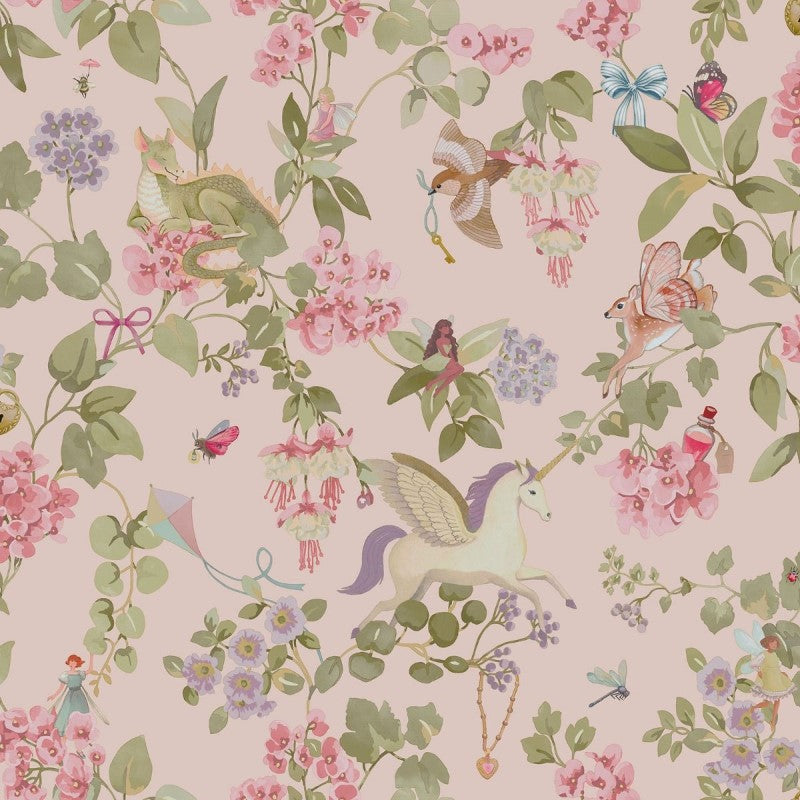 Away With The Fairies Floral Wallpaper - Pink Sample