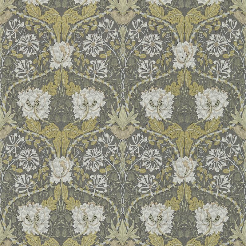Morris & Co Honeysuckle & Tulip Wallpaper - Charcoal/Gold Sample