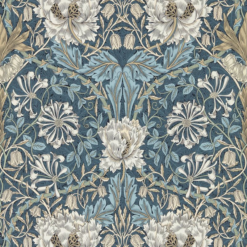 Morris & Co Honeysuckle & Tulip Wallpaper - Woad/Thyme Sample