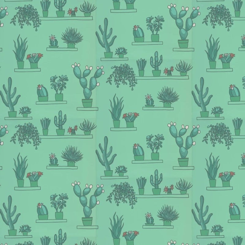 Little Greene Mr Straw’s Greenhouse Wallpaper Sample - Green Verditer