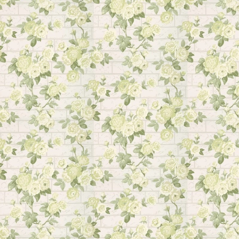 Little Greene Rose Garden Wallpaper Sample - Slaked Lime