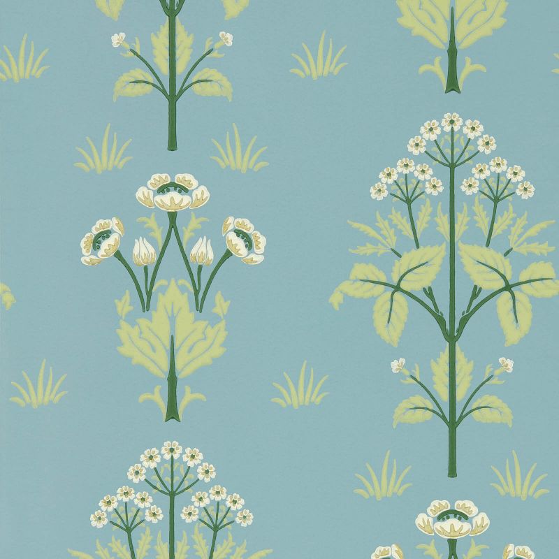 Morris & Co Meadow Sweet Wallpaper - Mineral Blue Sample