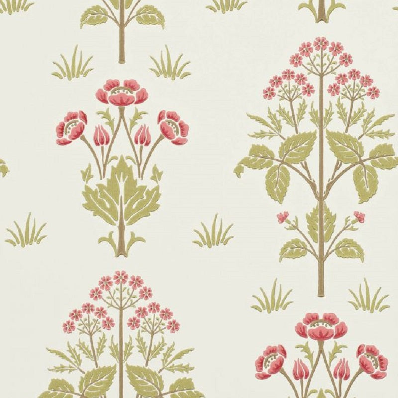 Morris & Co Meadow Sweet Wallpaper - Rose/Olive Sample