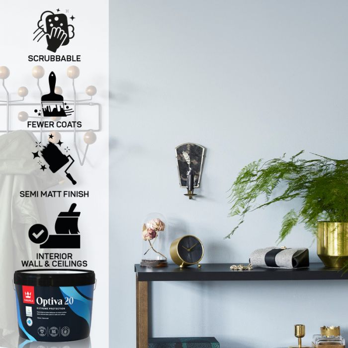 Tikkurila Optiva 20 Scrubbable Semi Matt for Walls & Ceilings - Colour Match