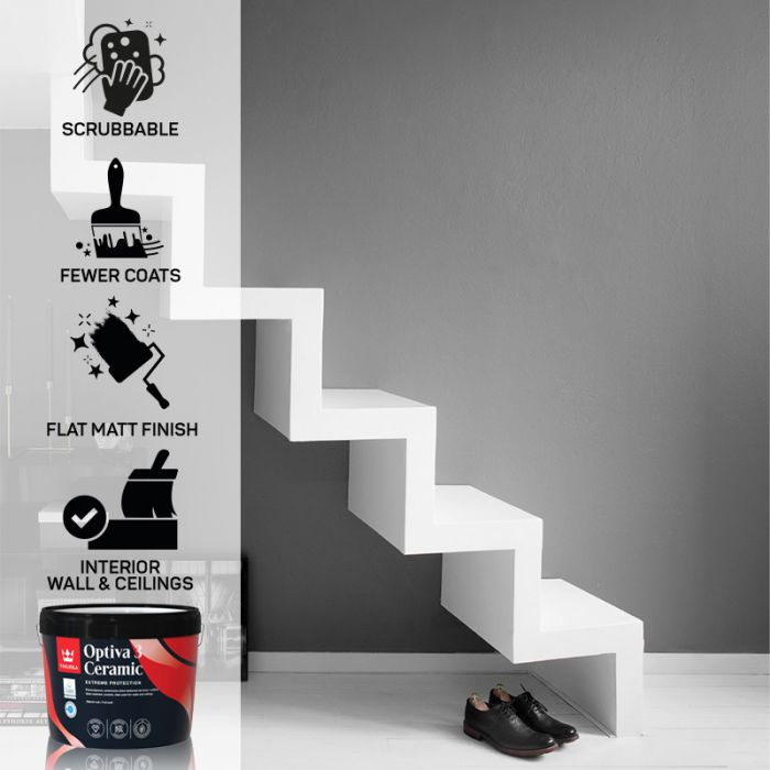 Tikkurila Optiva 3 Ceramic Scrubbable Flat Matt for Walls & Ceilings - Colour Match